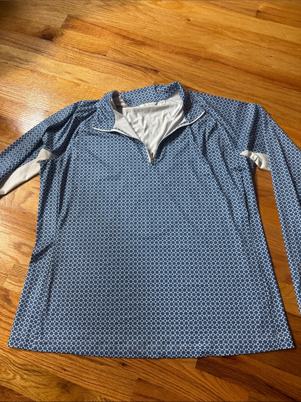 Lady Hagen Blue Geometric Quarter-Zip Long Sleeve Top